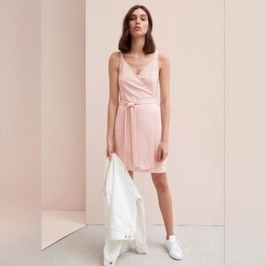 Everlane Sz 2 Japanese Go Weave Dusty Pink Wrap Dress